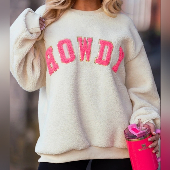 Howdy Sherpa Pullover Sweatshirt, New, Small